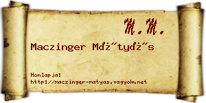Maczinger Mátyás névjegykártya